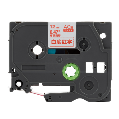 AQe-FA3R 12mm白底紅字AQE布質燙印標簽色帶