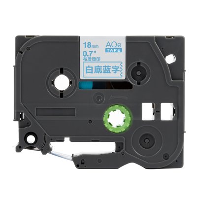 AQe-FA4 18mm白底藍字AQE布質燙印標簽色帶